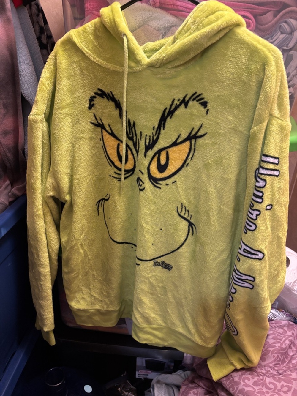 Green Graphic Crewneck Hoodie with Yellow Accent Eyes